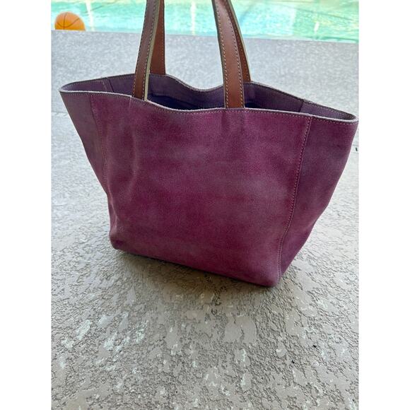 LOXWOOD Le Cabas Parisian Tote Bag Mauve Purple Tan Suede Handcrafted FRANCE - Picture 2 of 10